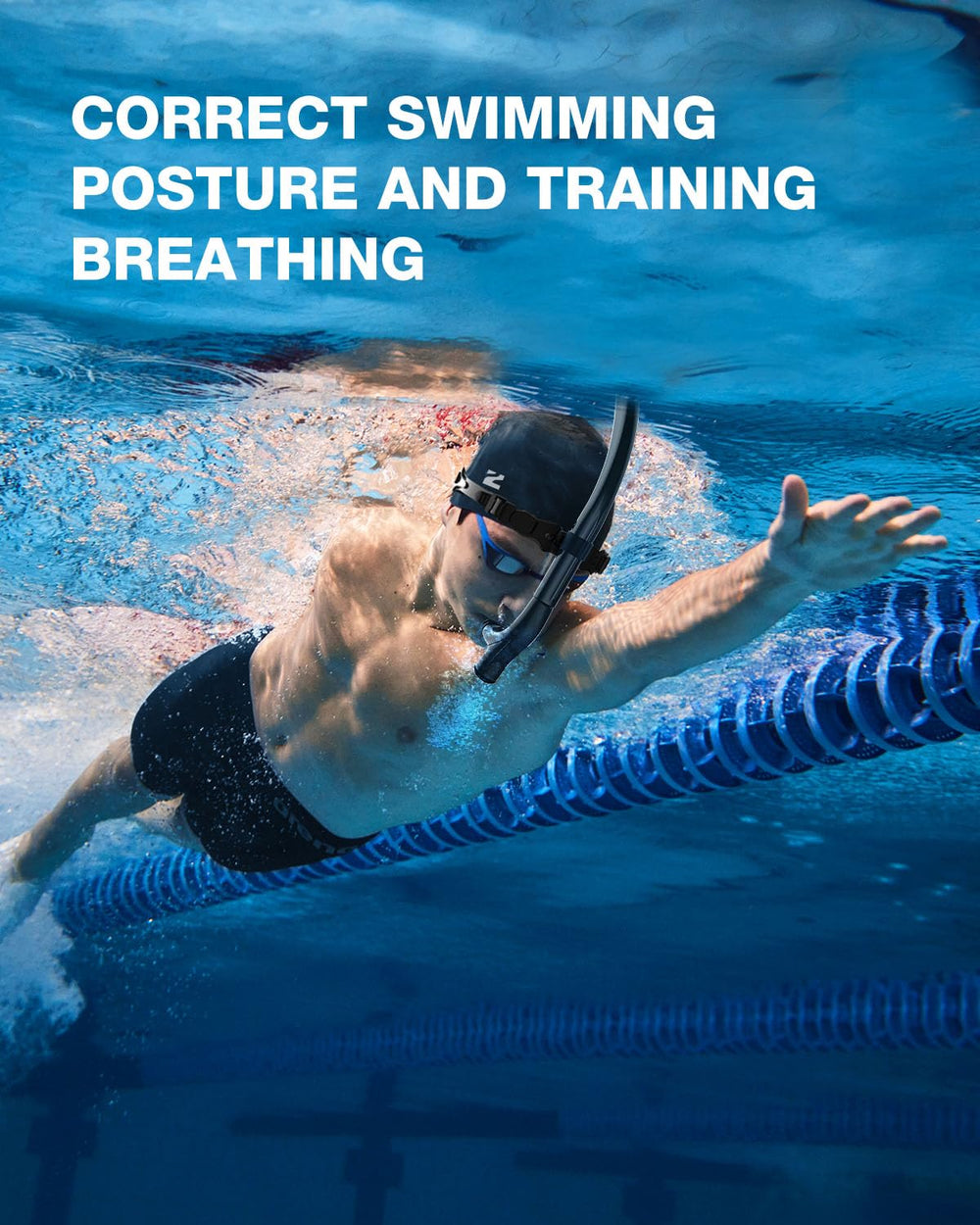 ZIONOR snorkel in use during lap training improving body alignment