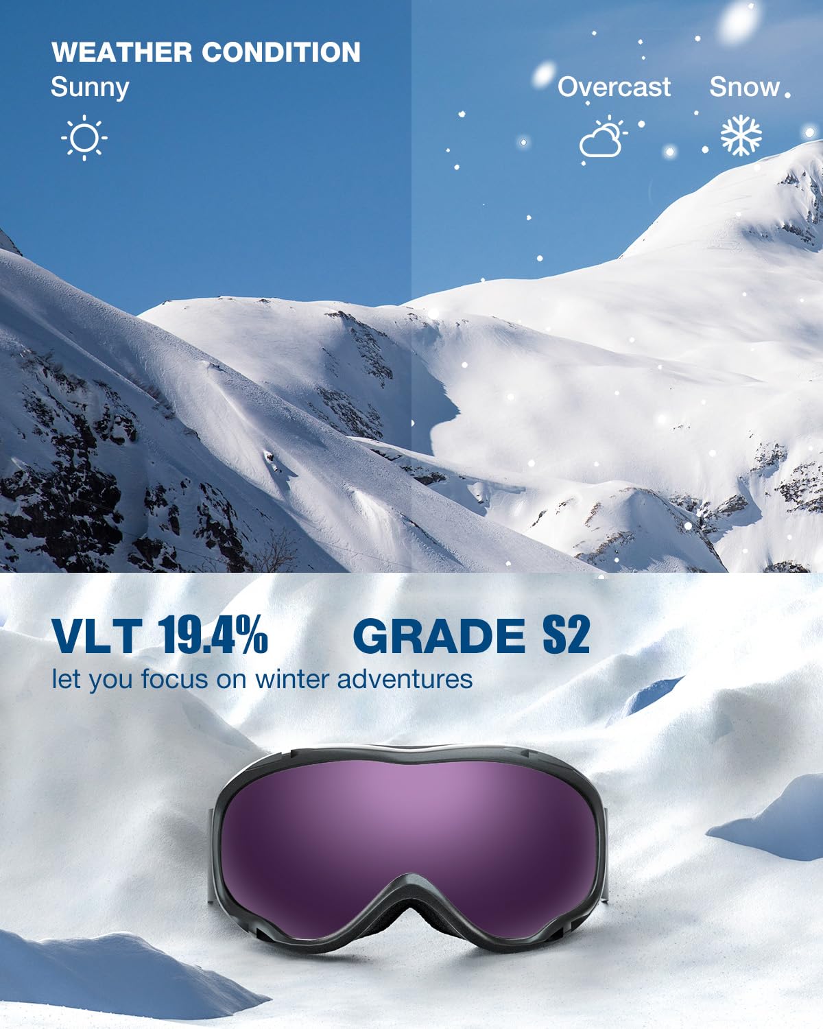 ZIONOR Lagopus lens close-up highlighting anti-fog and scratch resistance