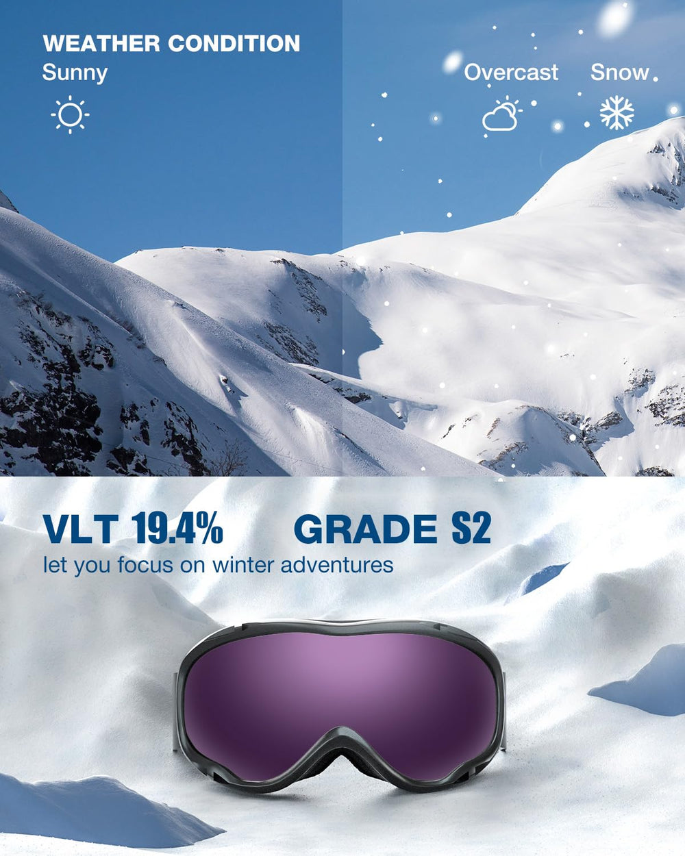 ZIONOR Lagopus lens close-up highlighting anti-fog and scratch resistance