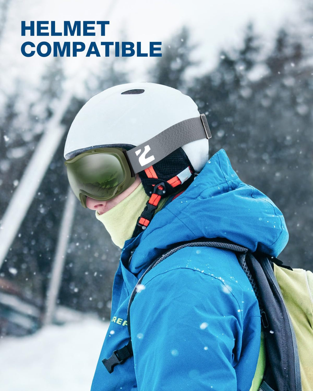 ZIONOR Lagopus in-use on slope conveying clear vision and comfort during skiing