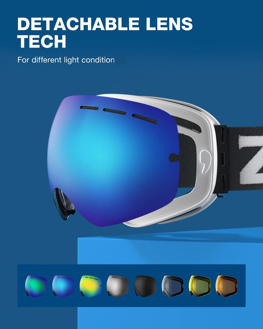 ZIONOR goggles mounted on helmet showing secure compatibility