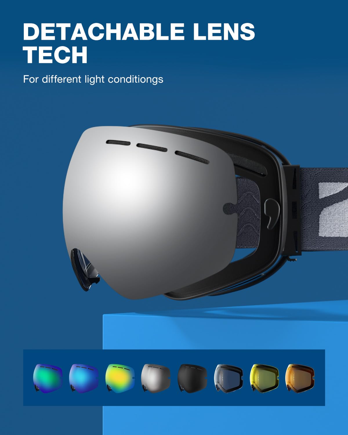 ZIONOR X goggles worn on slope illustrating wide visibility and protection