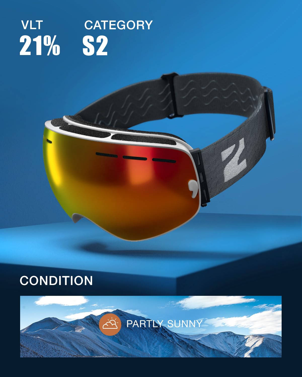 ZIONOR X spherical lens close-up highlighting clear optics and anti-fog