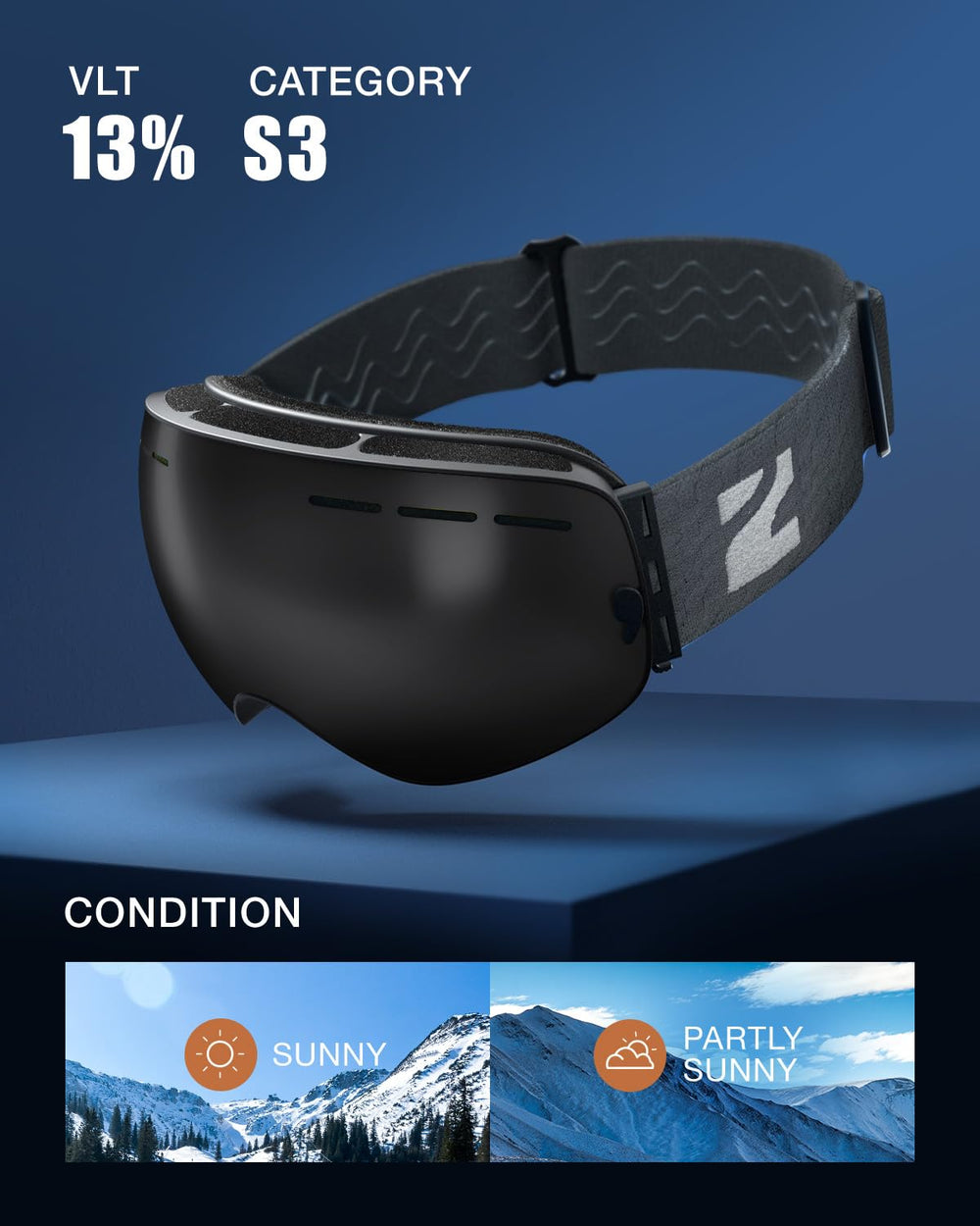 ZIONOR close-up of spherical lens highlighting wide view and durability benefit