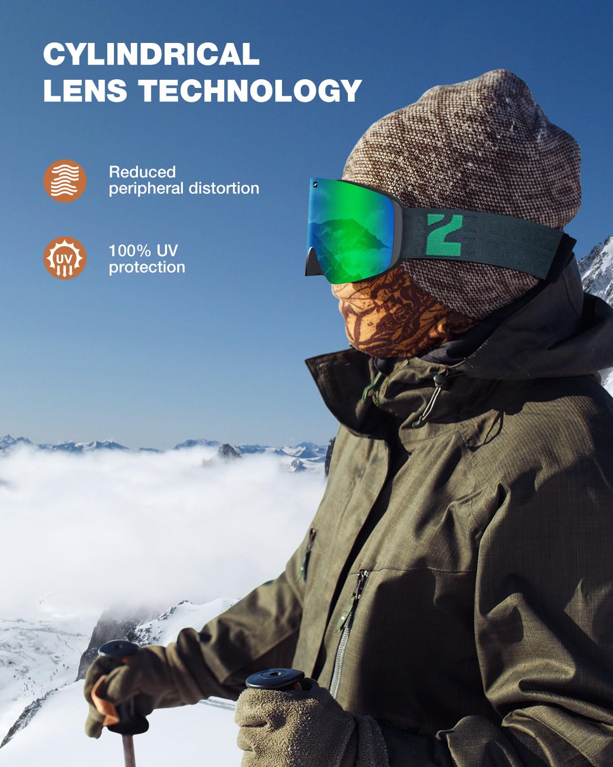 ZIONOR goggles worn on mountain delivering clear vision and confident riding