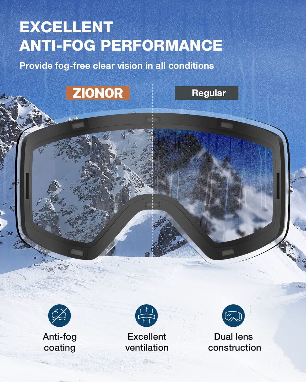 ZIONOR X11 magnetic lens attachment in action for quick on-mountain lens swaps