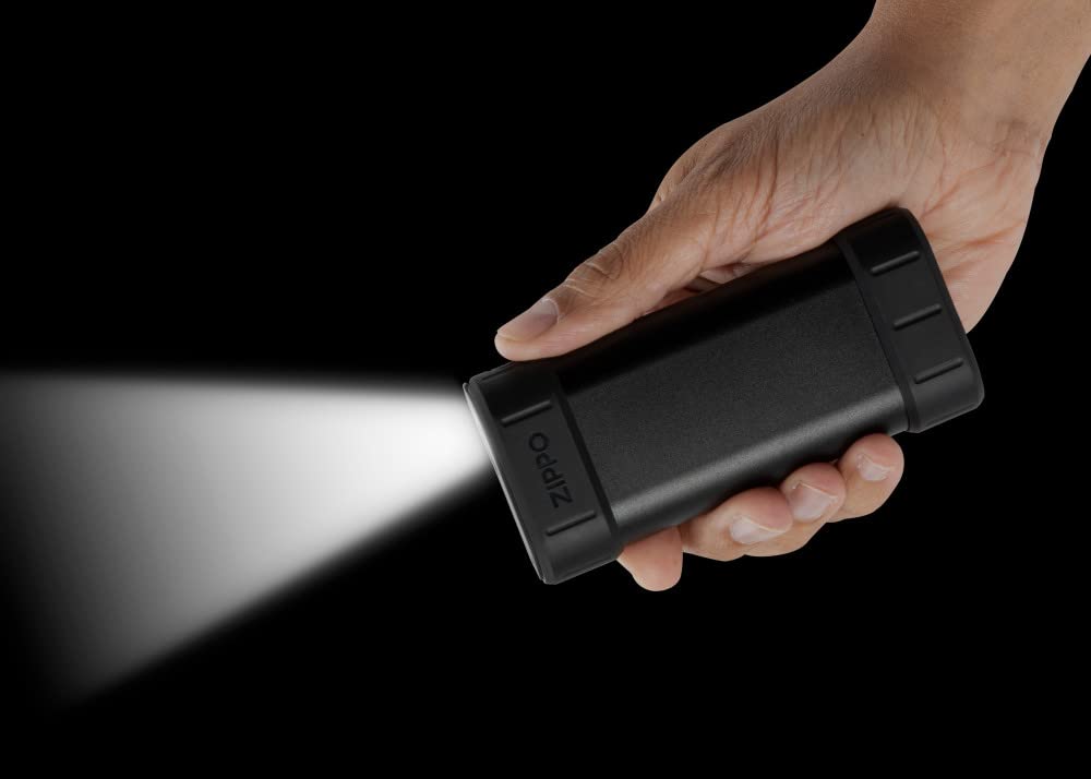 Zippo HeatBank 6 Pro LED flashlight illuminated showing visibility and hands-free light benefit