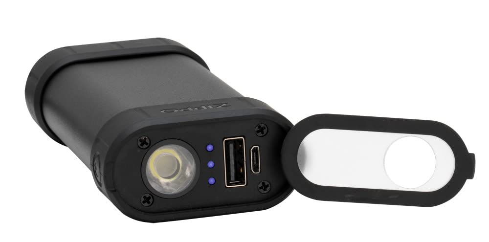 Zippo HeatBank 6 Pro connected to phone demonstrating USB charging backup power benefit