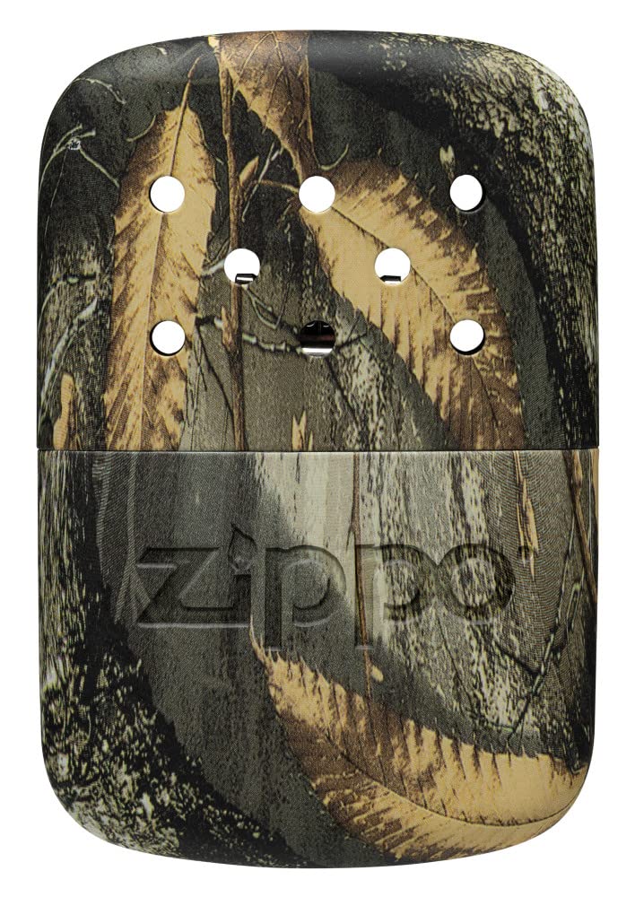 Zippo Realtree Edge hand warmer front view showing camo finish and compact design for warmth