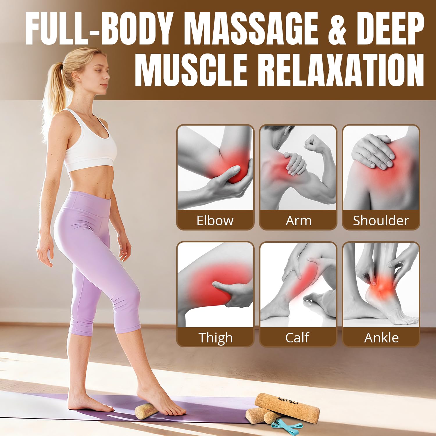 ZITSD cork roller and massage ball close-up for effective muscle release