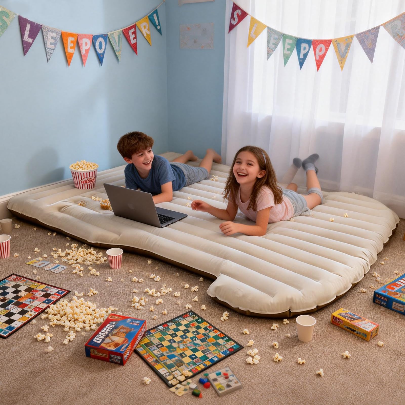 ZKOO mattress in family camping scene illustrating versatile use