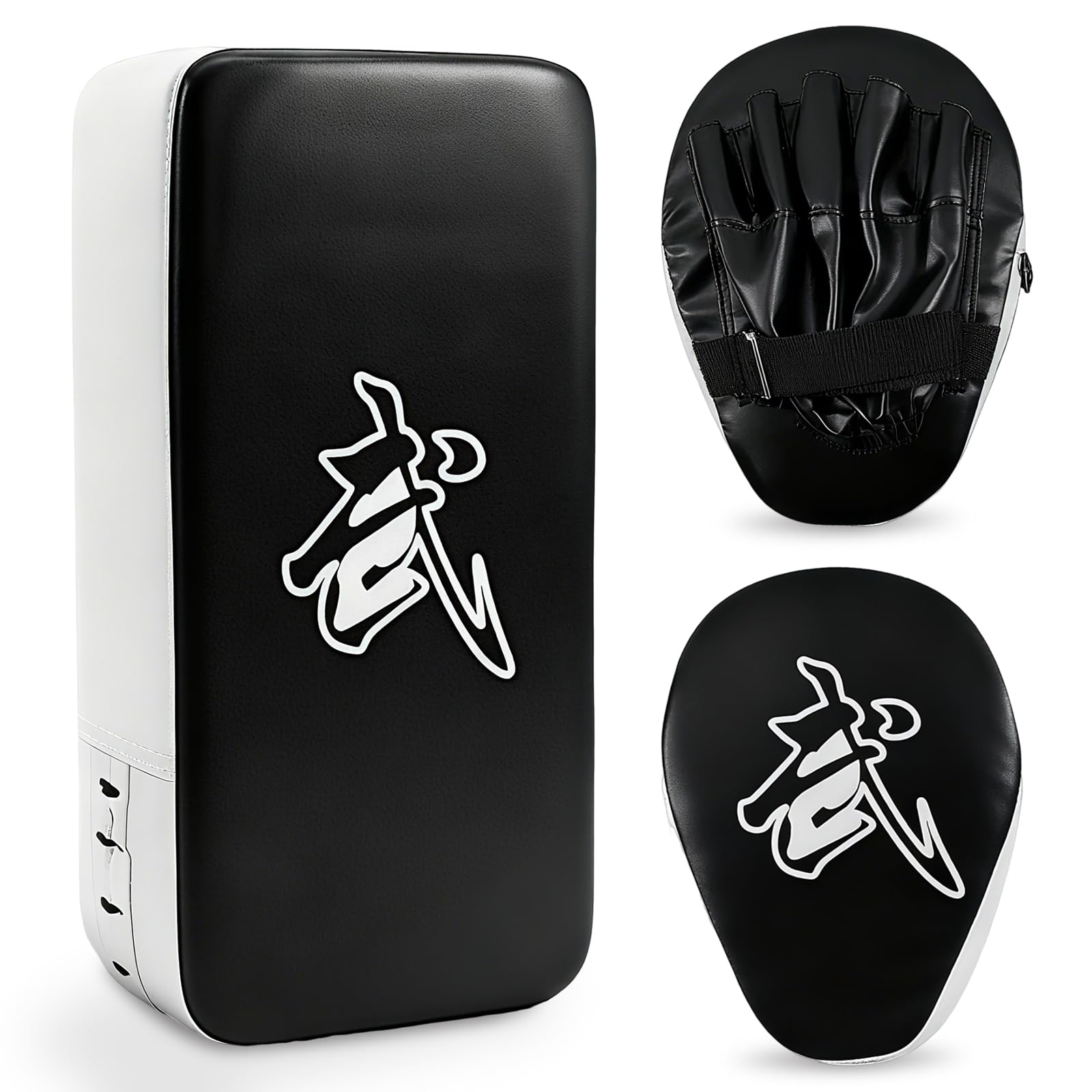 Zmpkhba front view of mitts and kick pad showing full set and compact design benefit