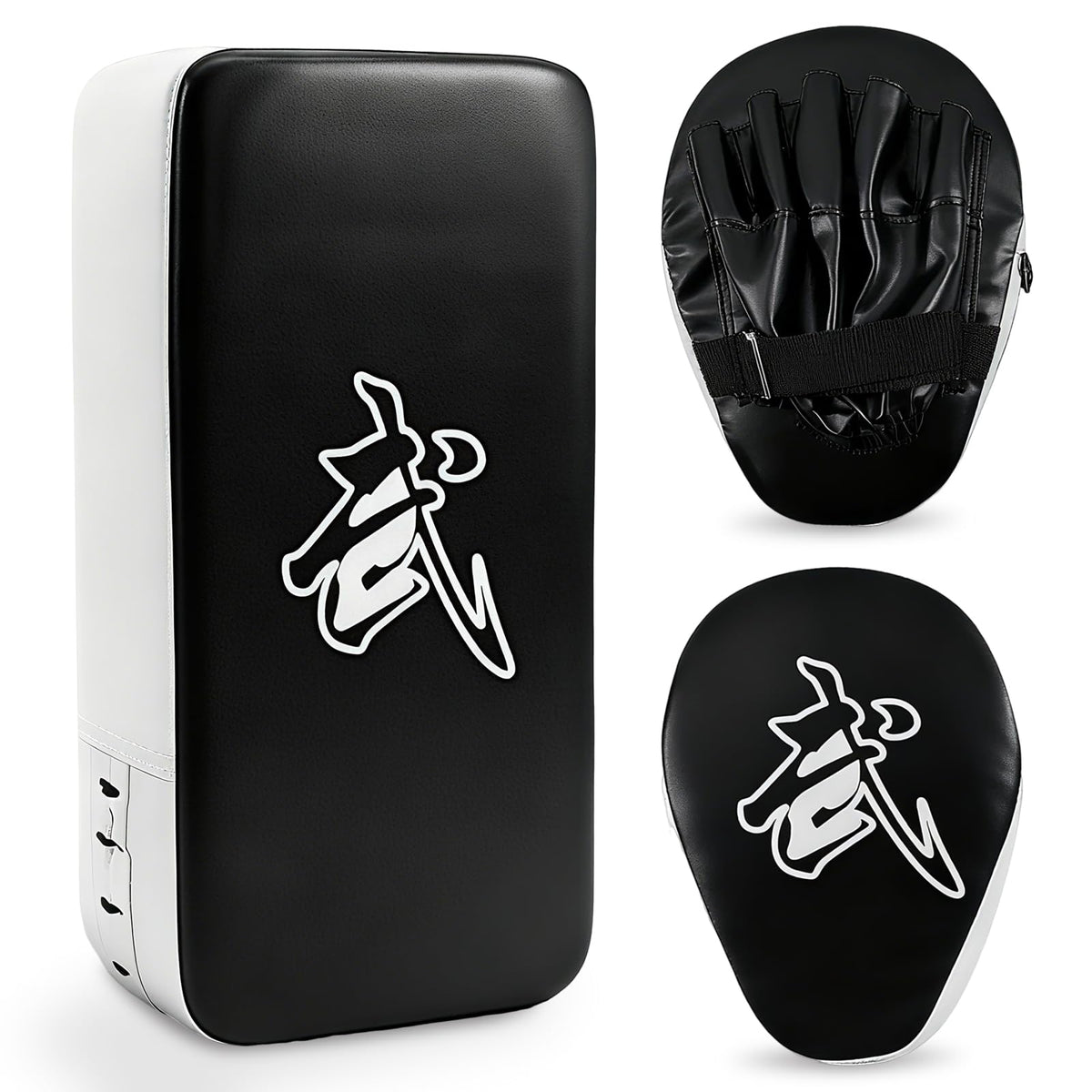 Zmpkhba front view of mitts and kick pad showing full set and compact design benefit