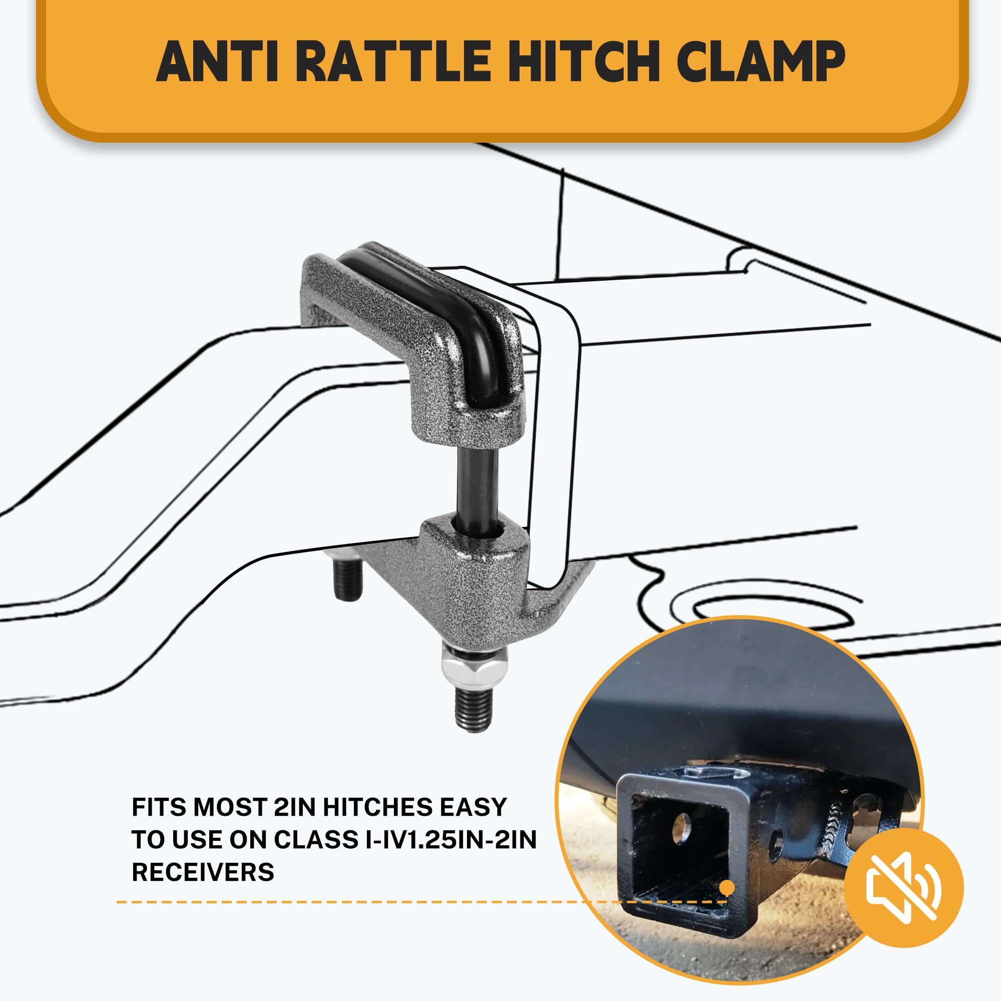 ZNZMAIO installed on hitch receiver reducing movement and noise benefit
