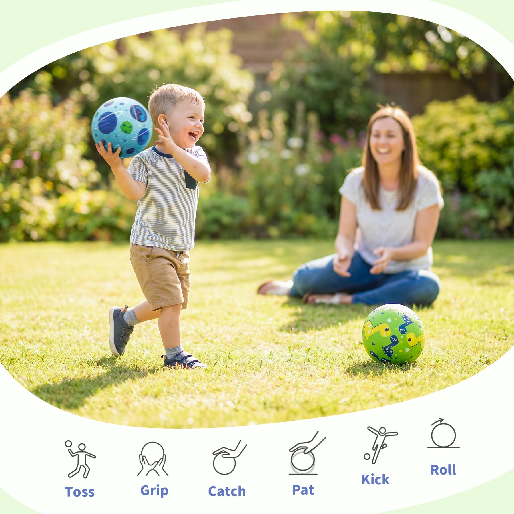 ZOOJOY dinosaur design close-up on ball, bright print engages children and sparks imaginative play