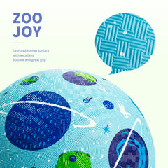 ZOOJOY planet print close-up on ball, colorful artwork encourages exploration and group games