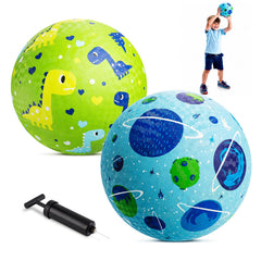 ZOOJOY front view of packaged playground balls showing included pump and designs, promotes ready-to-play convenience