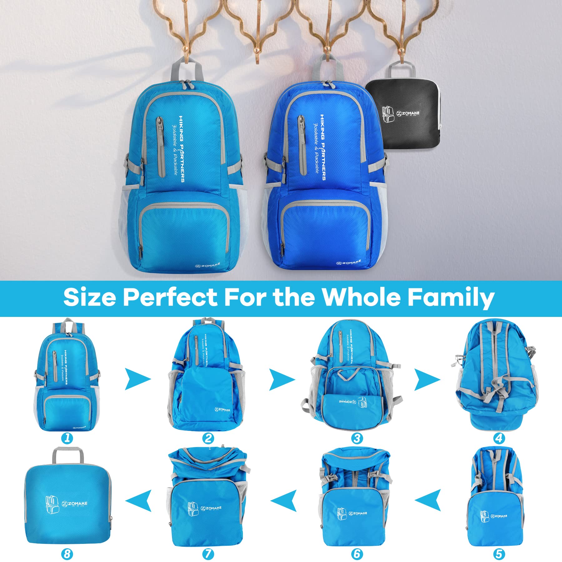 ZOMAKE open layout with compartments illustrating organized packing options
