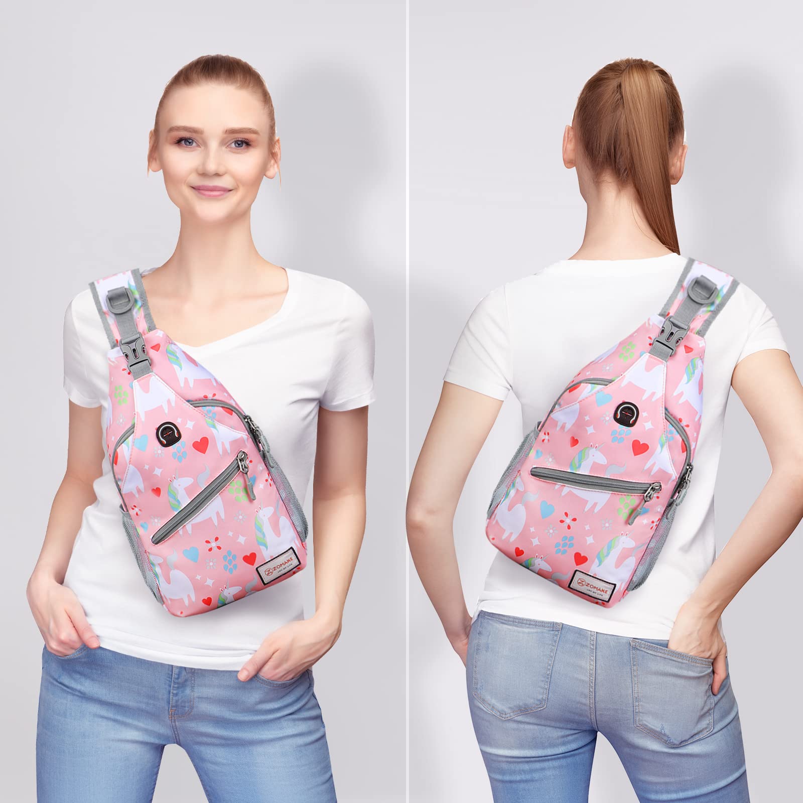 ZOMAKE front pocket with earphone hole for easy music access without opening bag