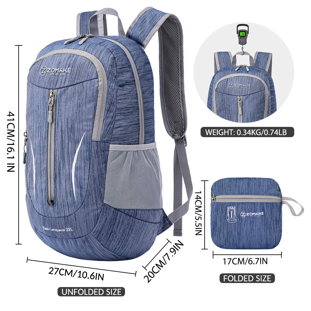 ZOMAKE compact folded pouch demonstrating space-saving portability and travel convenience