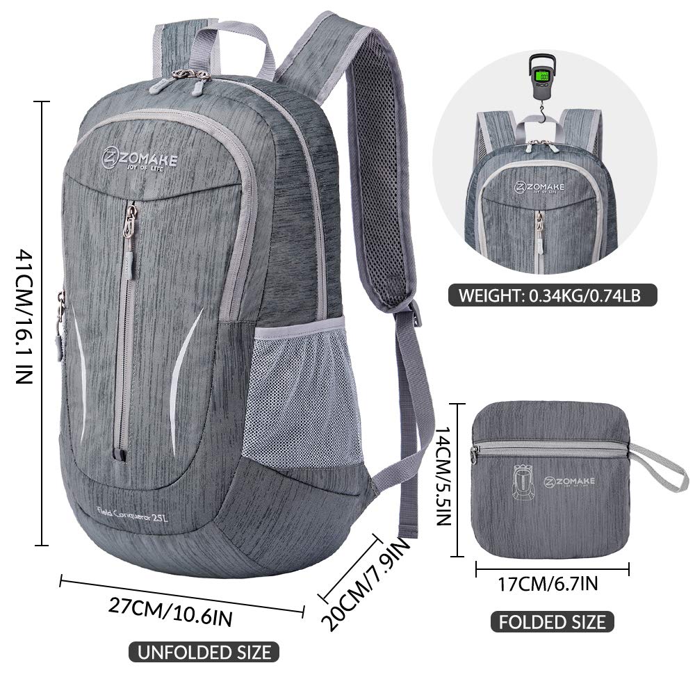 ZOMAKE folded into compact 17x14x5cm pouch for easy storage and portability