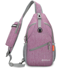 ZOMAKE front view of sling bag showing organized pockets and easy access