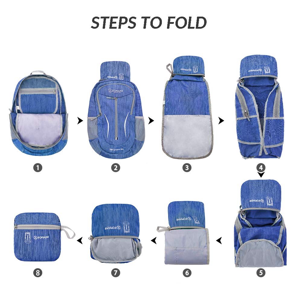 ZOMAKE worn by traveler in airport, lightweight and packable convenience for trips