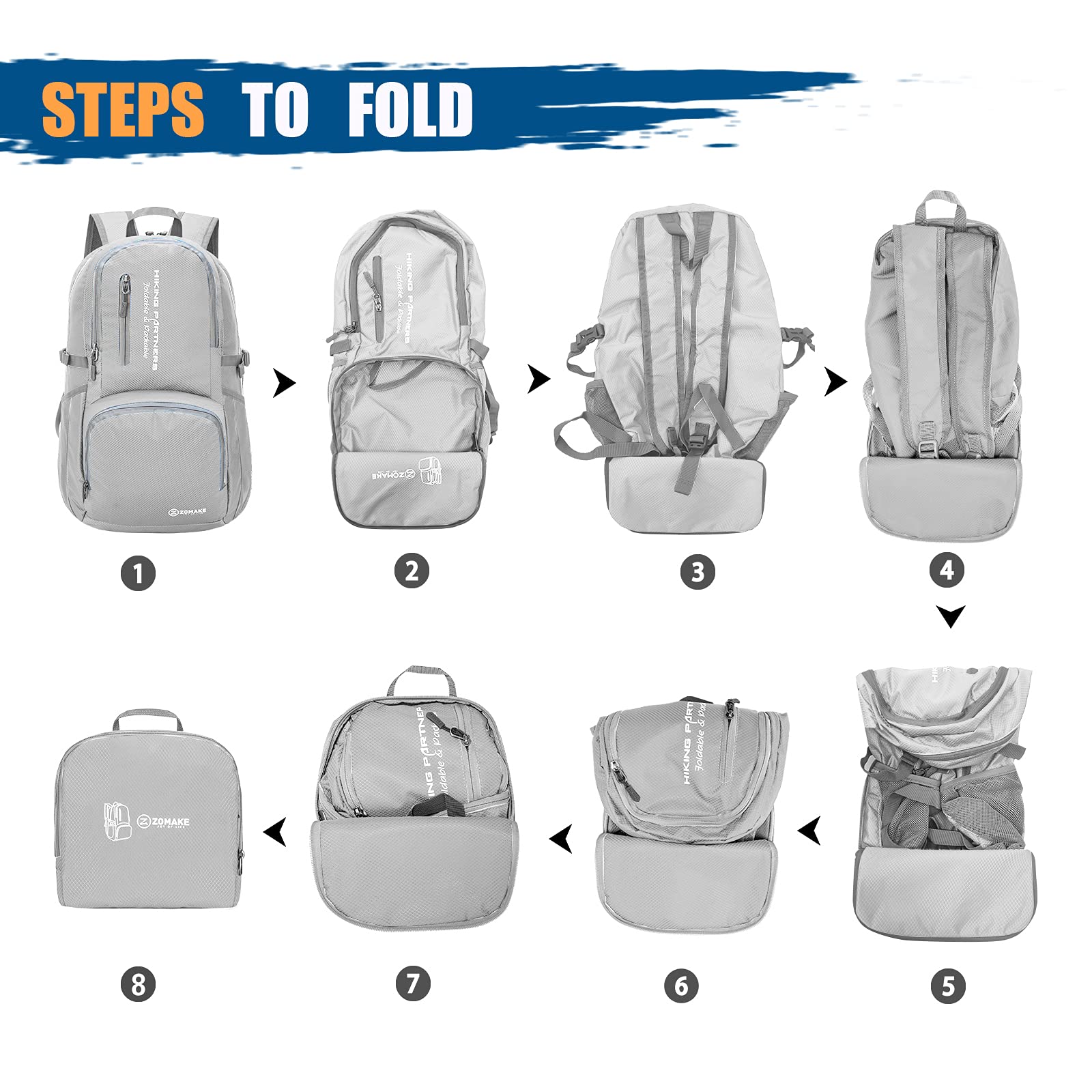 ZOMAKE next to suitcase showing foldable size and travel convenience benefit