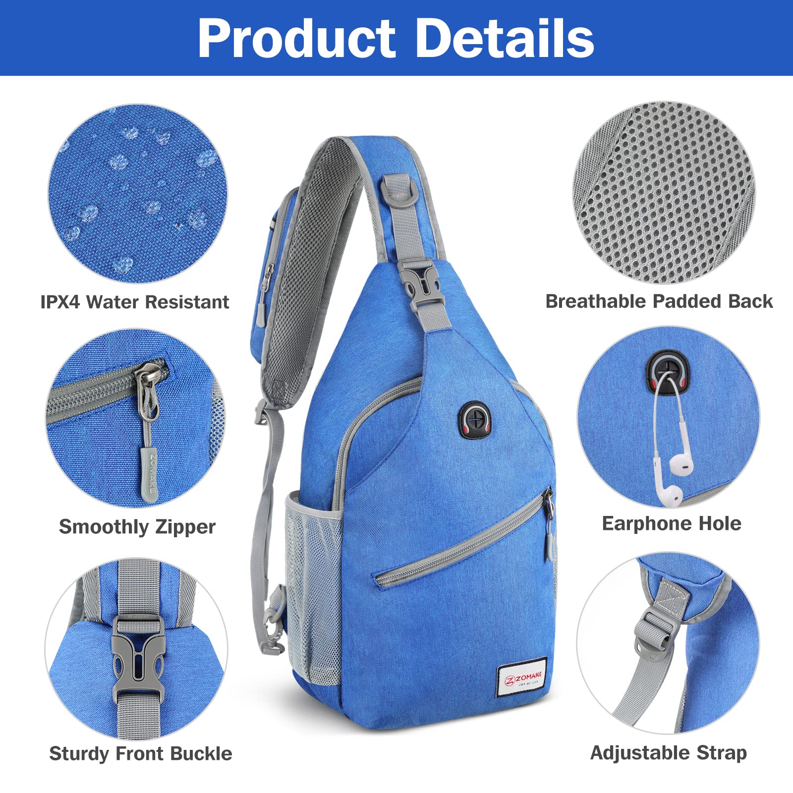 ZOMAKE breathable back panel close-up reducing sweat and improving comfort
