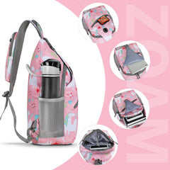 ZOMAKE shoulder strap phone pocket close-up with quick-access benefit for on-the-go use