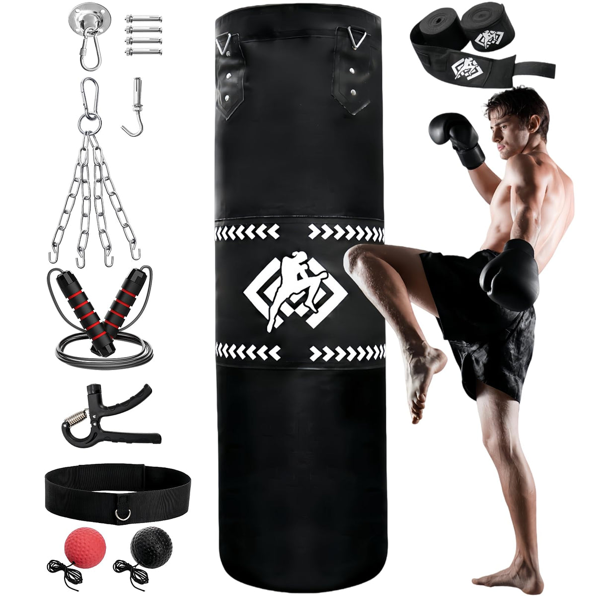 ZOOFOX front view of 4ft punching bag showing durable silhouette and training versatility