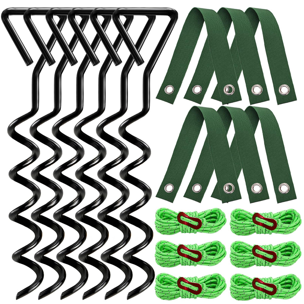 ZOOFOX packaging and kit contents showing six stakes and ropes for quick setup