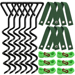 ZOOFOX packaging and kit contents showing six stakes and ropes for quick setup