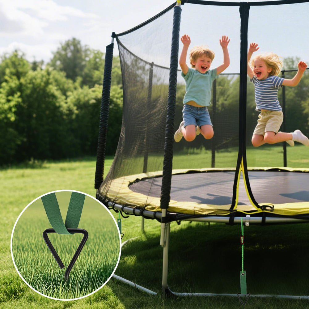ZOOFOX secured trampoline in use showing improved stability in wind