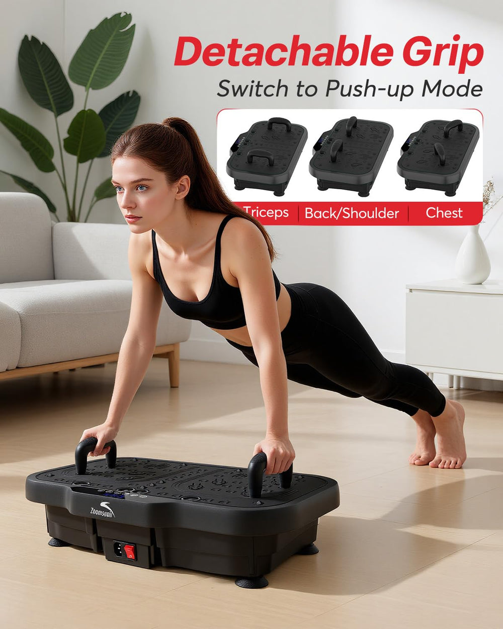 Zoomsnail in use with person doing squats illustrating full-body training convenience