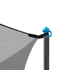 Zoomster enclosure pole caps close-up protecting pole tops and improving fit
