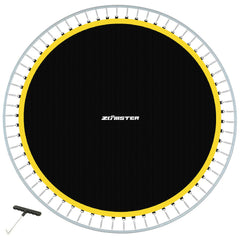 Zoomster front view of 14FT trampoline mat showing full surface and fit benefit