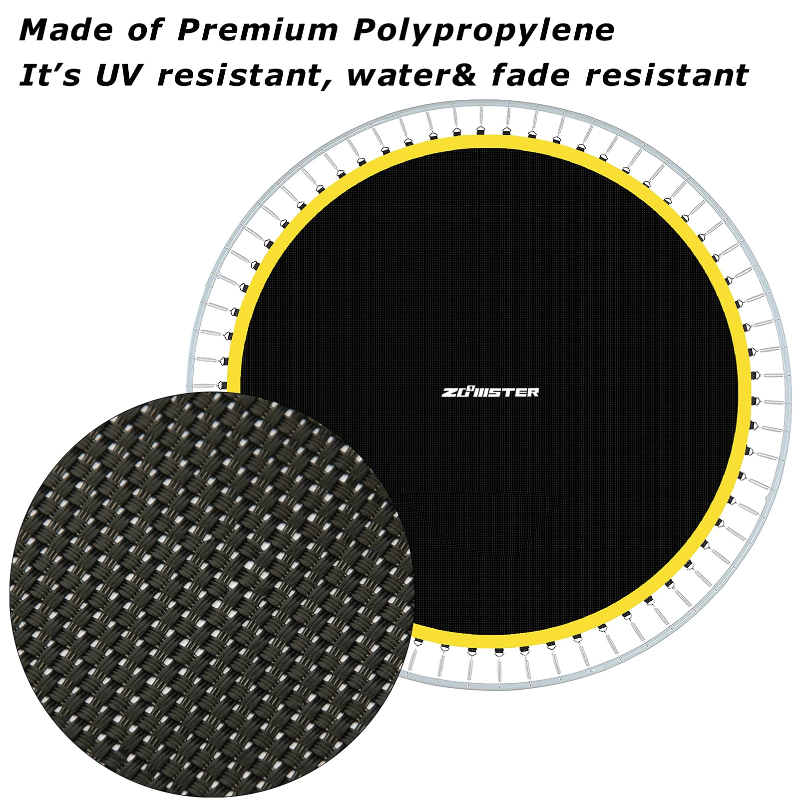 Zoomster family using trampoline showing reliable bounce and outdoor fun benefit