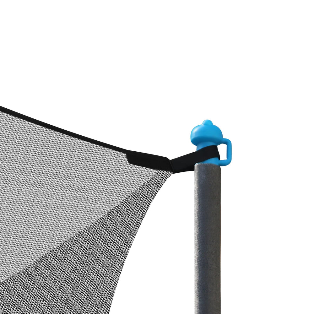 Zoomster net installed on trampoline keeping jumpers away from springs and frame