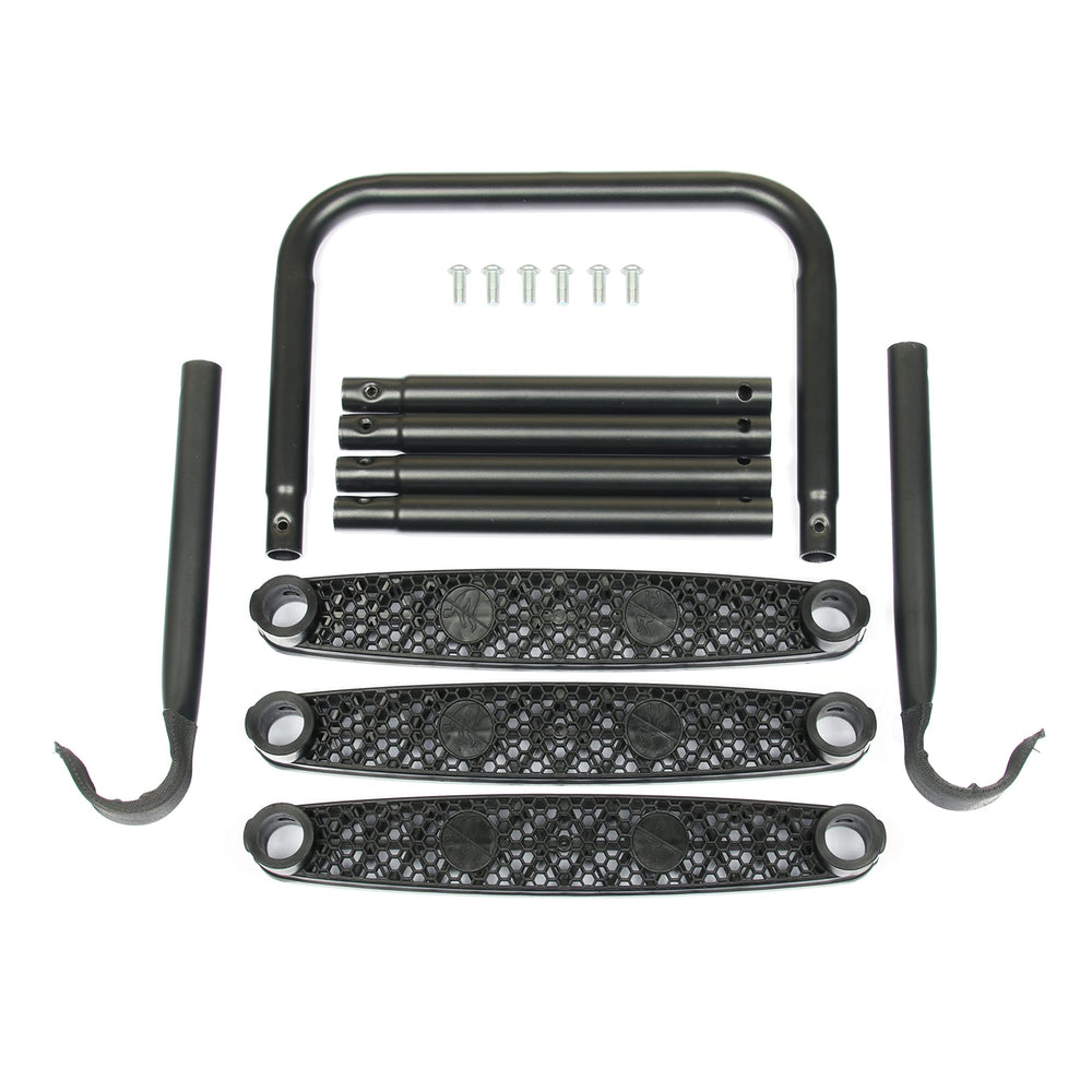 Zoomster powder-coated ladder frame close-up showing weather protection benefit
