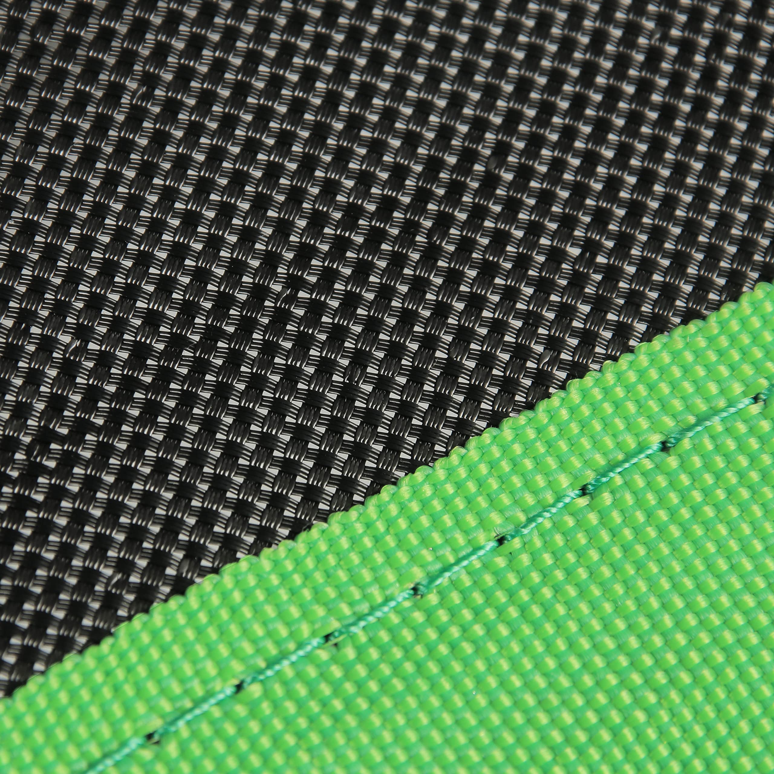 Zoomster mat beside measuring tape illustrating 149-inch width and fit