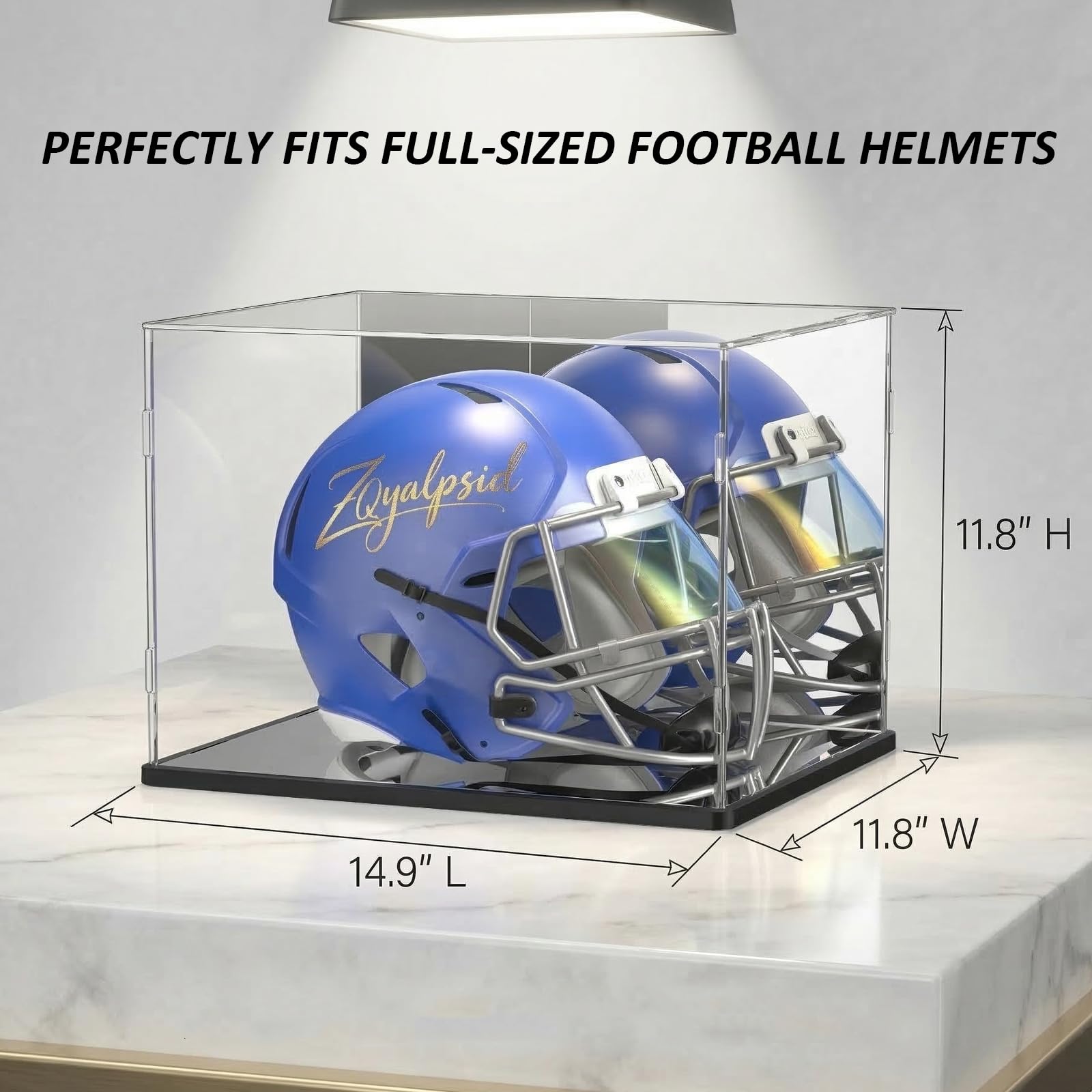 ZQYALPSID side profile showing ultra-clear acrylic panels and unobstructed 360-degree viewing benefit