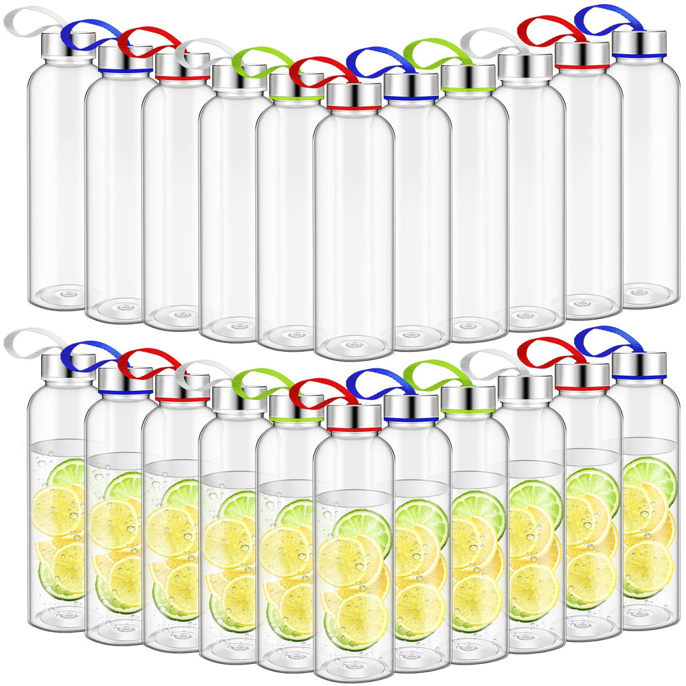 Zubebe front view of 20-pack clear bottles showing organized bulk supply and convenience