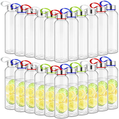 Zubebe front view of 20-pack clear bottles showing organized bulk supply and convenience