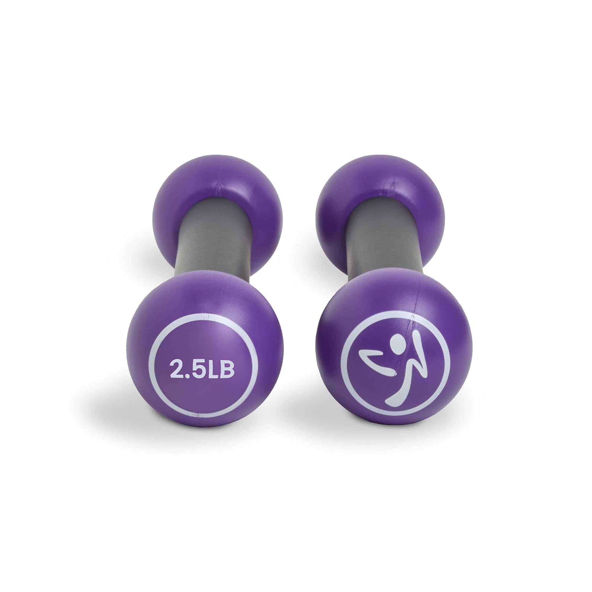 ZUMBA dumbbells held in hand showing scale and portability benefit
