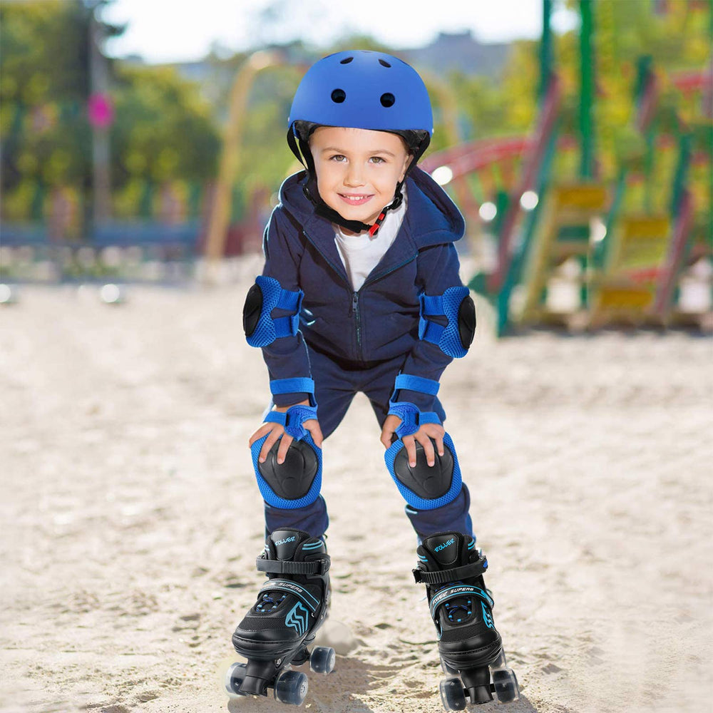 ZXLN kids wearing skates while skating outdoors demonstrating safe, steady motion