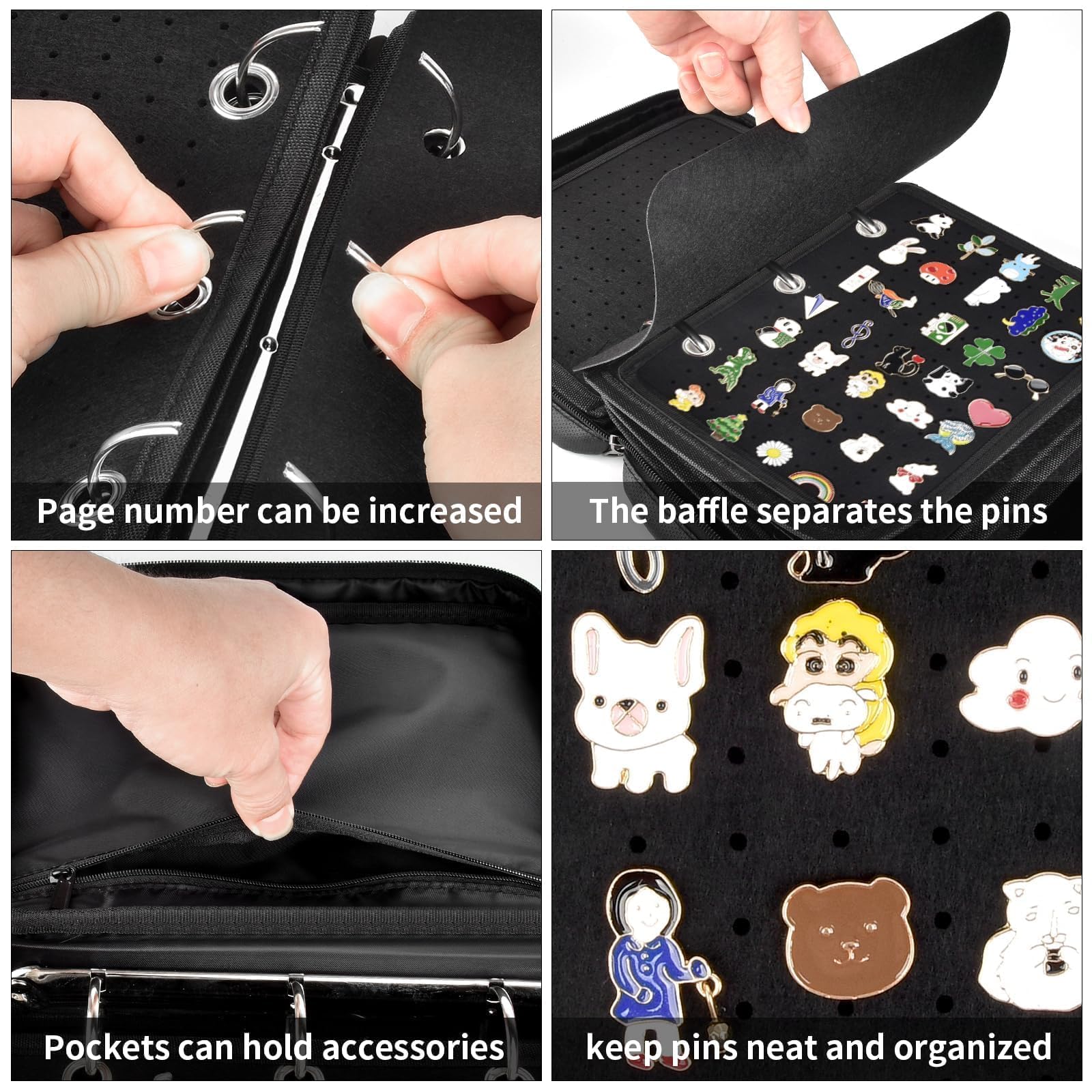 Zynqur side zipper pocket holding pin backs and small tools for convenience